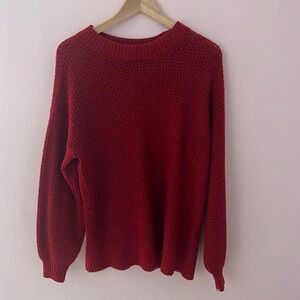 Red American Eagle Oversized Knit Sweater